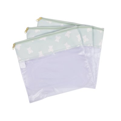 Conjunto 3 Saquinhos Organizadores Masterbag Baby Bear Xadrez Marfim