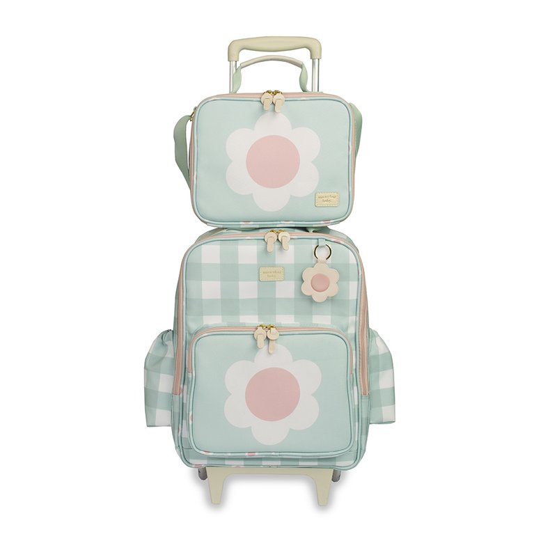 Kit Mochila Infantil Kids Rodinhas + Lancheira Térmica Masterbag Baby Margarida Menta