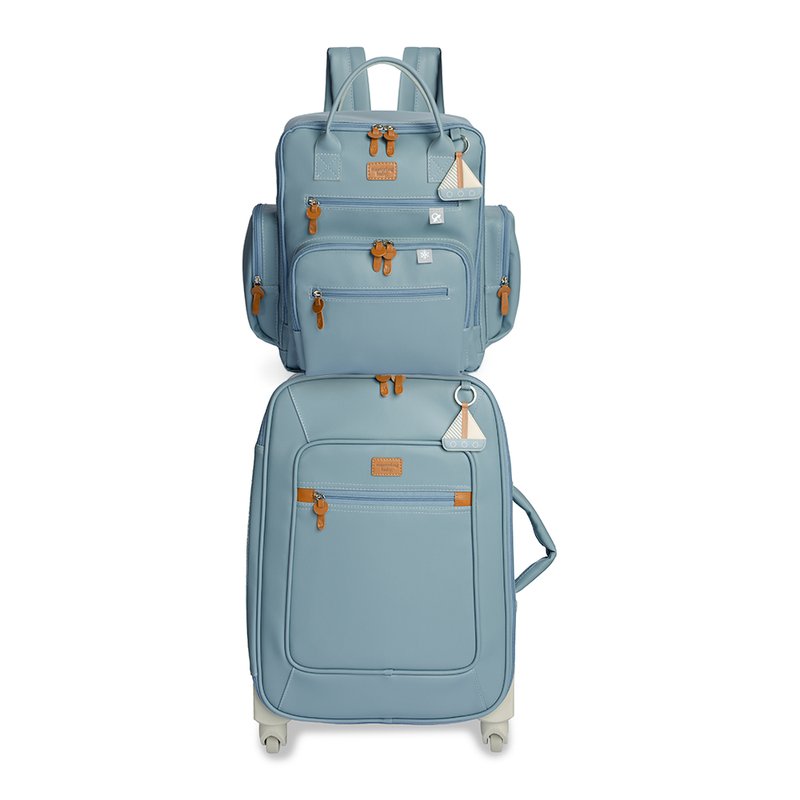 Kit Mala Maternidade com rodinhas + Mochila Maternidade Urban Masterbag Baby Barquinhos Lisa Azul