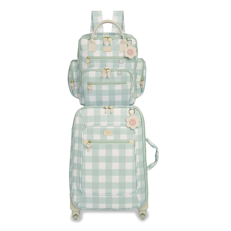 Kit Mala Maternidade com rodinhas + Mochila Maternidade Urban Masterbag Baby Margarida Menta