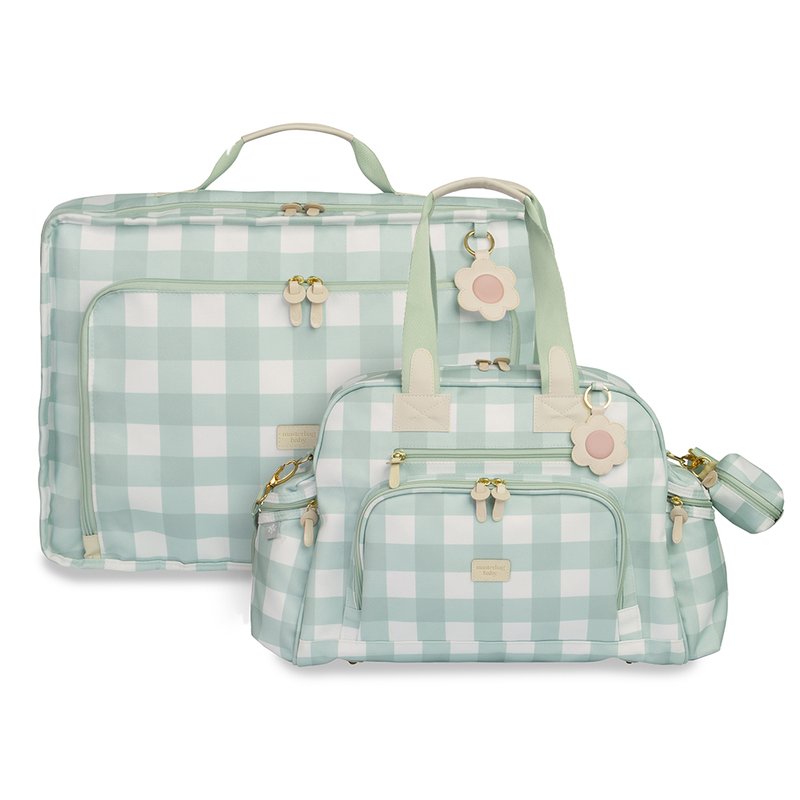 Kit Mala Maternidade Vintage + Bolsa Maternidade Everyday Masterbag Baby Margarida Menta