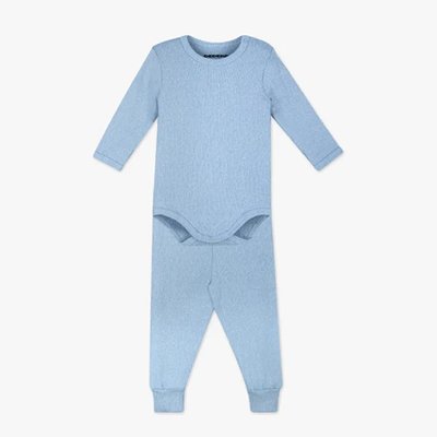 Conjunto de Body para Bebê Dedeka Melange Canelado Azul