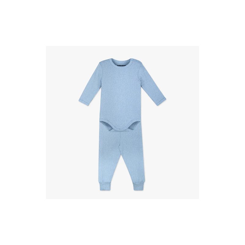 Conjunto de Body para Bebê Dedeka Melange Canelado Azul