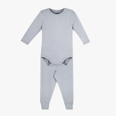 Conjunto de Body para Bebê Dedeka Melange Canelado Cinza