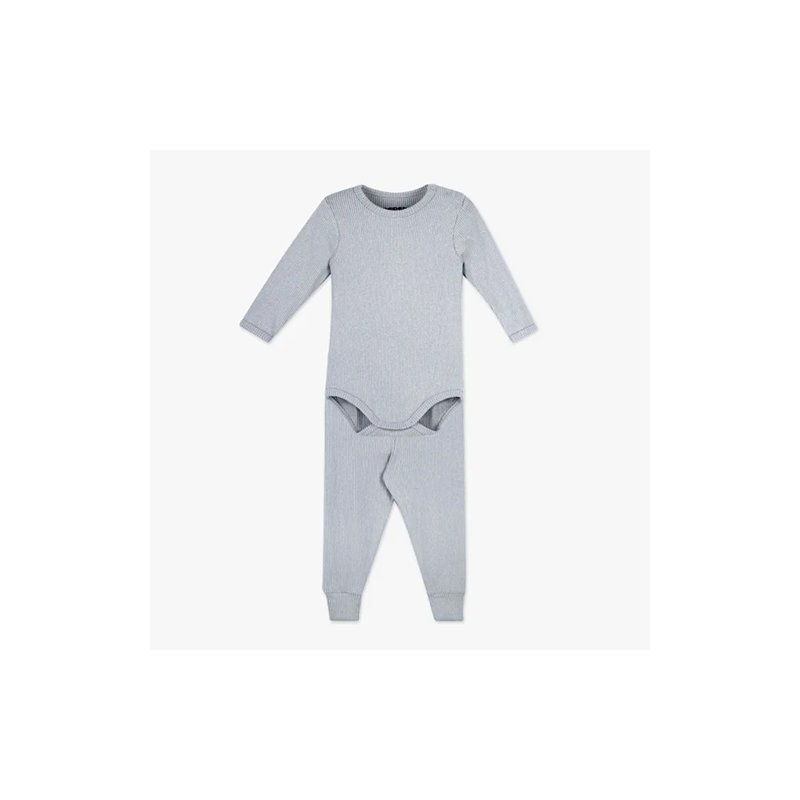 Conjunto de Body para Bebê Dedeka Melange Canelado Cinza