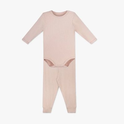 Conjunto de Body para Bebê Dedeka Melange Canelado Rosa