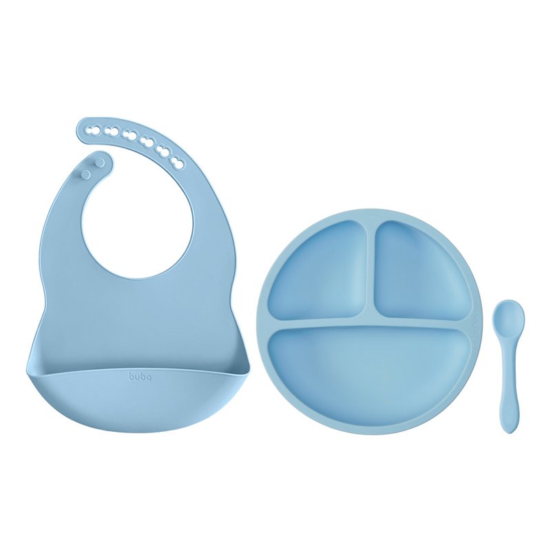 Kit Refeição Buba em Silicone Azul
