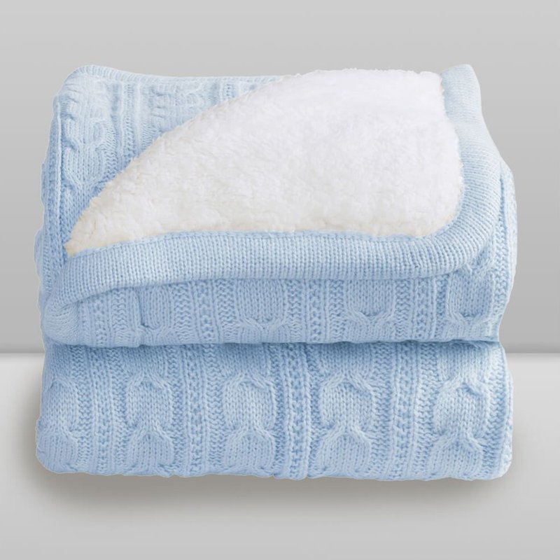 Cobertor Infantil Donna Laço Bebê Lã Com Sherpa 100x75cm Azul