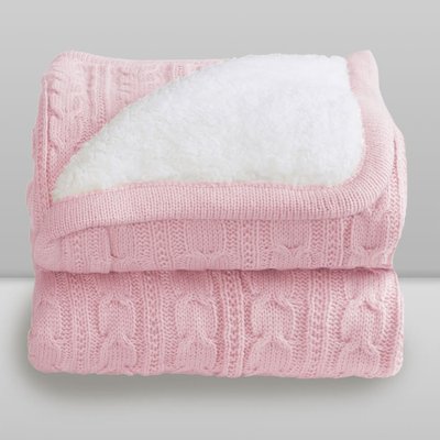 Cobertor Infantil Donna Laço Bebê Lã Com Sherpa 100x75cm Rosa