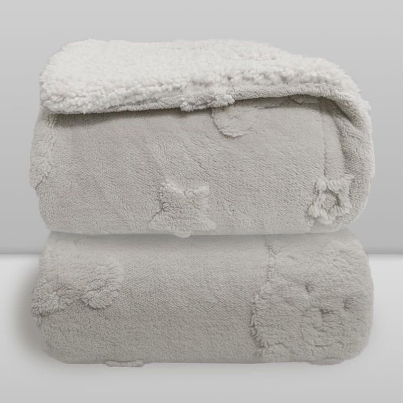 Cobertor Infantil Donna Laço Bebê com Sherpa Relevo Urso 90x110cm Cinza