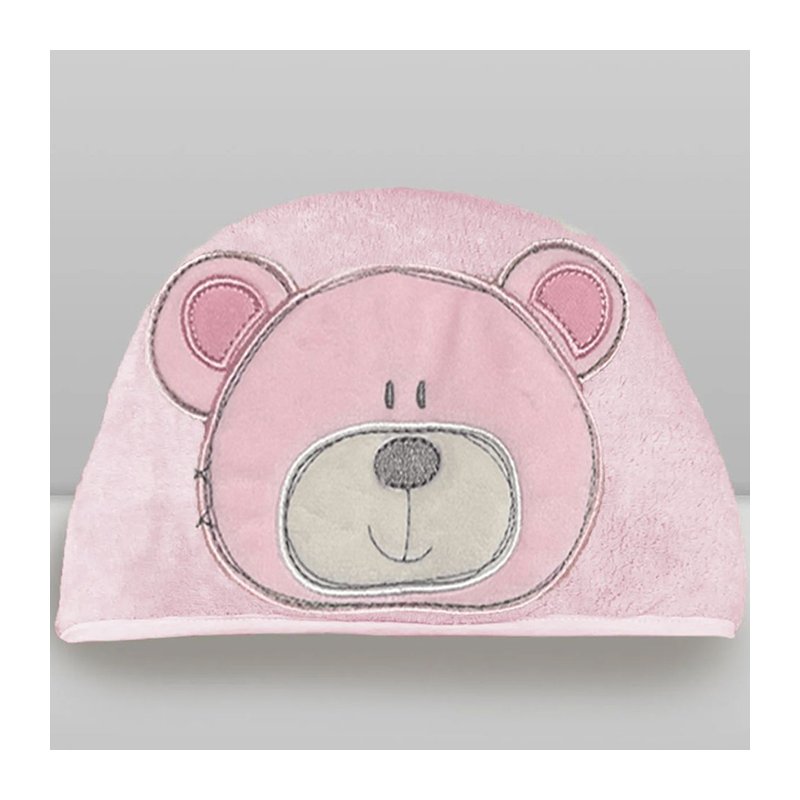Toalha de Banho Donna Laço Bebê com Capuz Animada 70x100cm (0-36M) Urso Bru Rosa