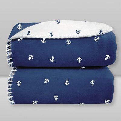 Manta Donna Laço Bebê Velvet Âncora 76x100cm Azul