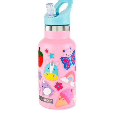 Garrafinha de Aço Inox Skip Hop Spark Style Personalizável 380ml (4+) Rosa