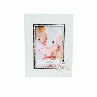 Porta-Retrato Modali Baby Ondulado com Urso Silverplate 10x15