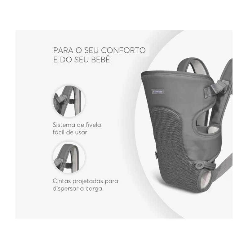 Ajustes Canguru para Bebê KikkaBoo Myra de 3 Meses até 9kg Preto