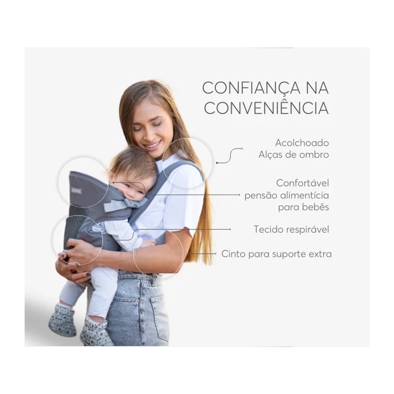 Benefícios Canguru para Bebê KikkaBoo Myra de 3 Meses até 9kg Preto