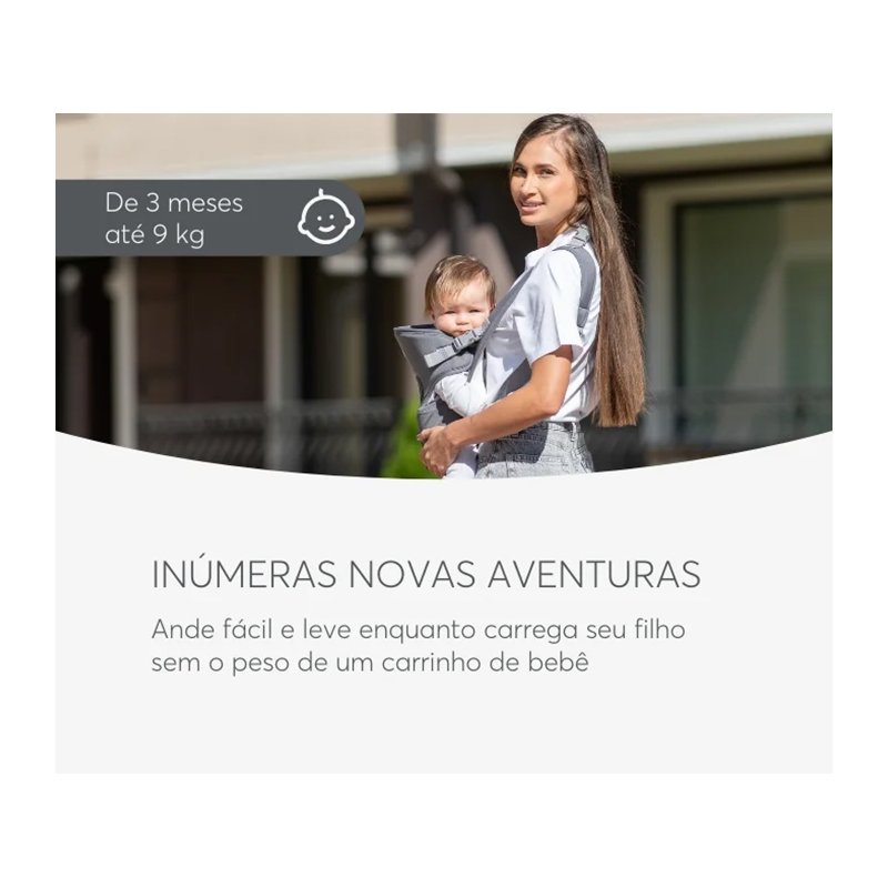 Uso Canguru para Bebê KikkaBoo Myra de 3 Meses até 9kg Preto