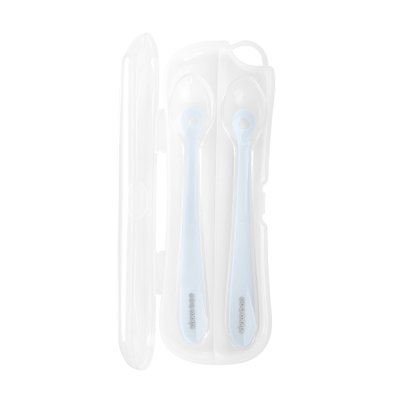 Estojo Kit 2 Colheres de Silicone KikkaBoo com Estojo (4M+) Blue