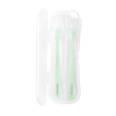 Estojo Kit 2 Colheres de Silicone KikkaBoo com Estojo (4M+) Mint