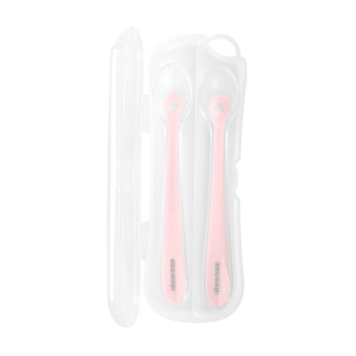 Estojo Kit 2 Colheres de Silicone KikkaBoo com Estojo (4M+) Pink