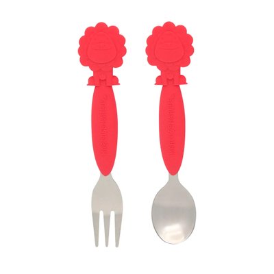 Jogo de Colher e Garfo Marcus e Marcus em Silicone e Inox (3+) Leão