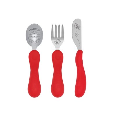 Kit Talheres Anatômicos Marcus e Marcus em Silicone e Inox Leão