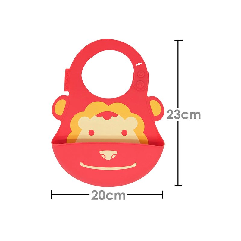 Medidas Babador de Silicone Marcus e Marcus com Pega Migalhas (6M+) Leão