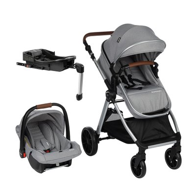 Carrinho de Bebê Infanti Romanzo Trio Travel System com Base Isofix Cinza Granizo