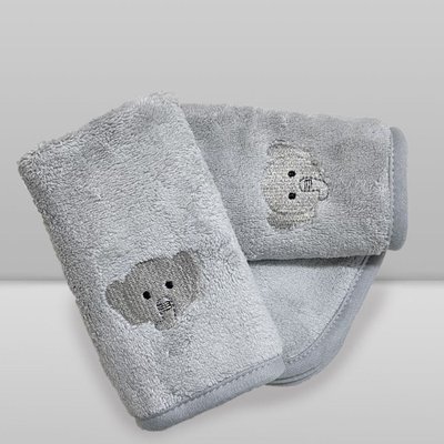 Kit Paninhos de Boca Donna Laço Bebê Babitas Elefante Cinza