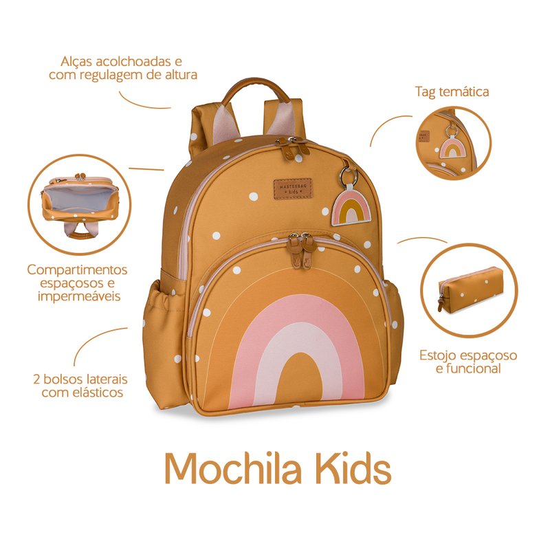 Infos Mochila Kids Arco-íris Boho