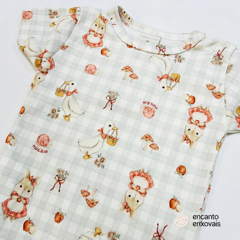 Detalhes Body Manga Curta Mini e Co em Algodão Egípcio Hamster