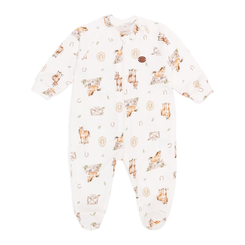 Macacão Mini e Co em Algodão Egípcio com Zíper Cavalinhos