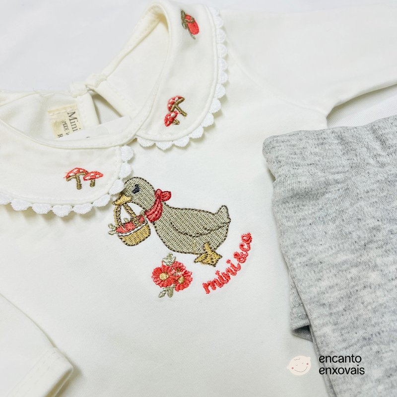 Detalhes Conjunto de Body com Calça Mini e Co em Algodão Egípcio Hamster