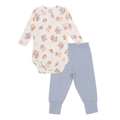 Conjunto de Body com Calça Mini e Co em Algodão Egípcio Cachorirnhos