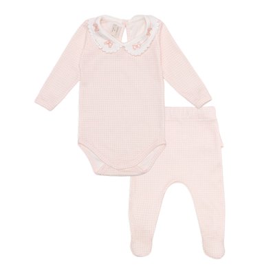 conjunto de body com calca mini e co em algodao egipcio cachorrinhas