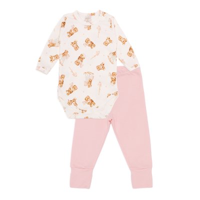 Conjunto de Body com Calça Mini e Co em Algodão Egípcio Ursinha e Cavalinho