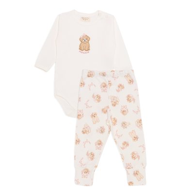 Conjunto de Body com Calça Mini e Co em Algodão Egípcio Cachorrinhas