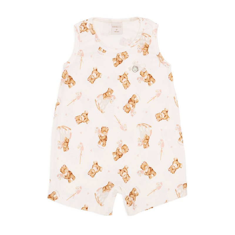 Macacão Regata Mini e Co em Algodão Egípcio Ursinha e Cavalinho