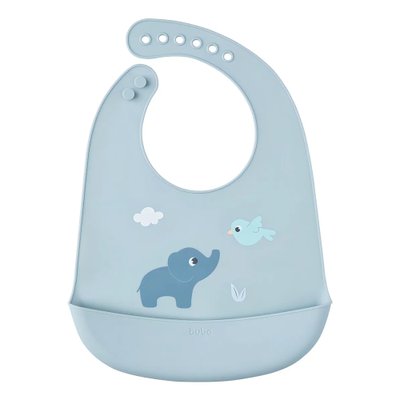 Babador de Silicone Buba Cloudy com Pega Migalhas (3M+) Elefante
