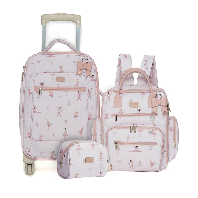 kit mala maternidade com rodinhas mochila urban necessaire para bebe masterbag baby bailarina rose