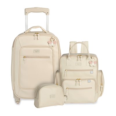 kit mala maternidade com rodinhas mochila urban necessaire para bebe masterbag baby borboleta marfim