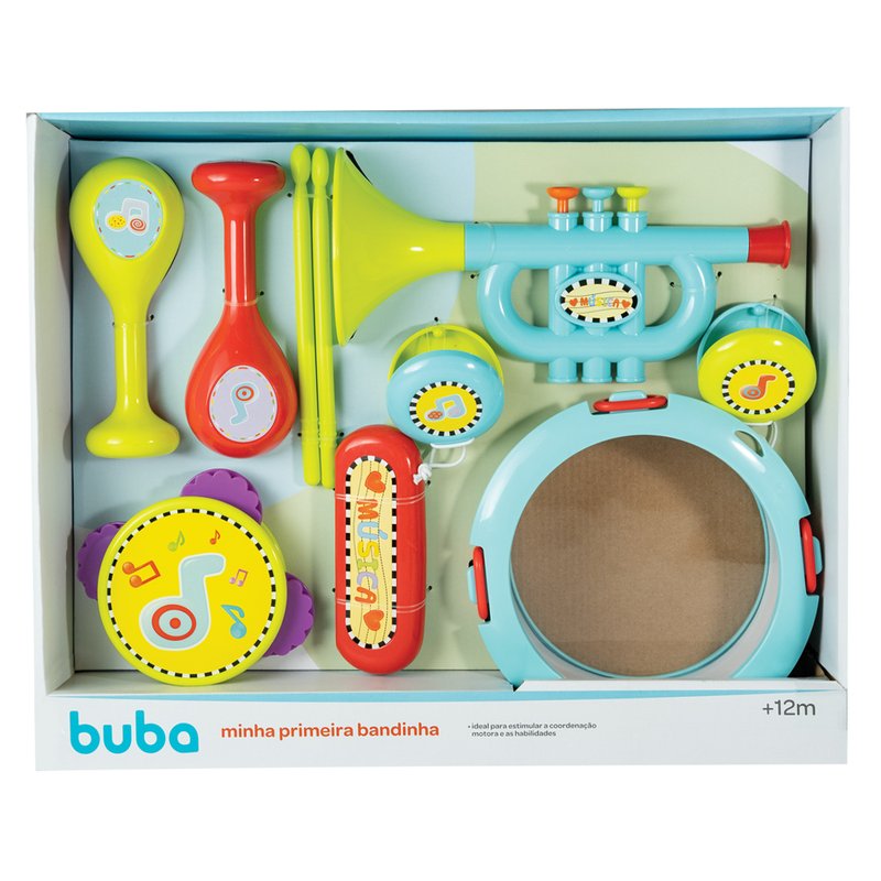 embalagem brinquedo buba minha primeira bandinha
